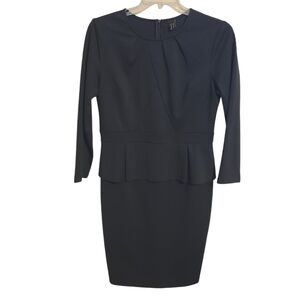 VF Show | Women's Classic Black Peplum Long Sleeve Dress (Size XL)